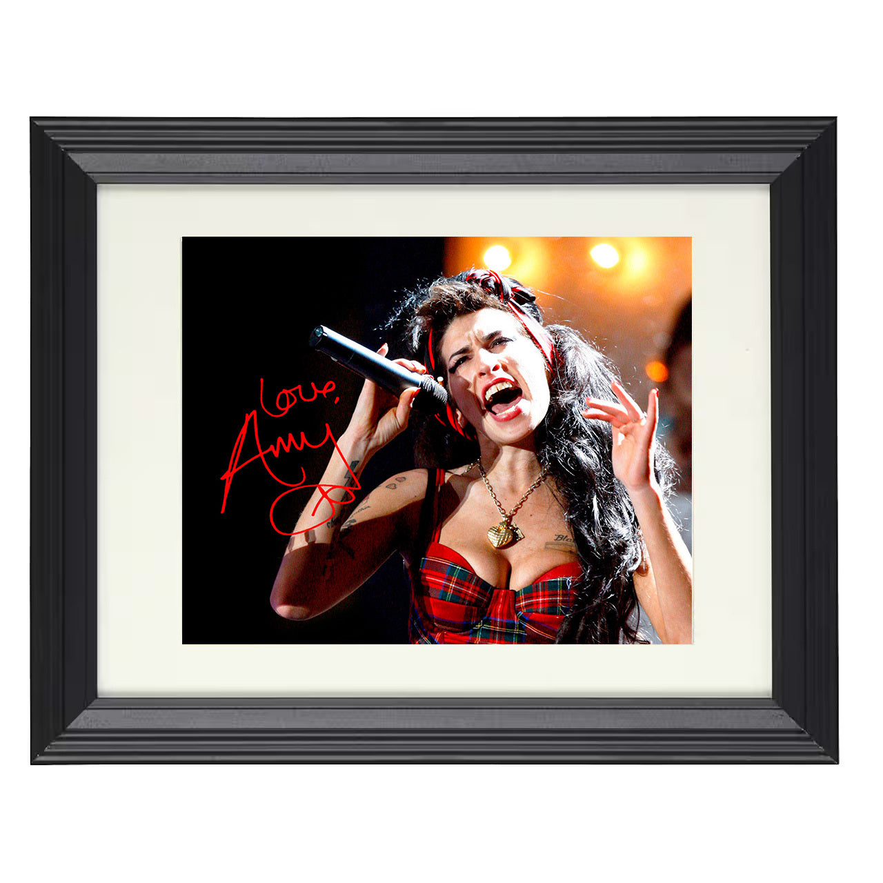 Amy Winehouse – High Energy Stage Performance – 8x10 black beveled framed music wall art