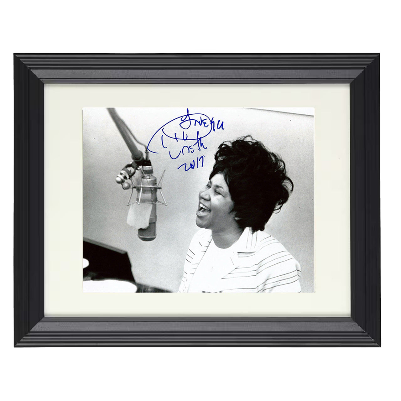Aretha Franklin – Promotional Recording Session – 8x10 black beveled framed music wall art
