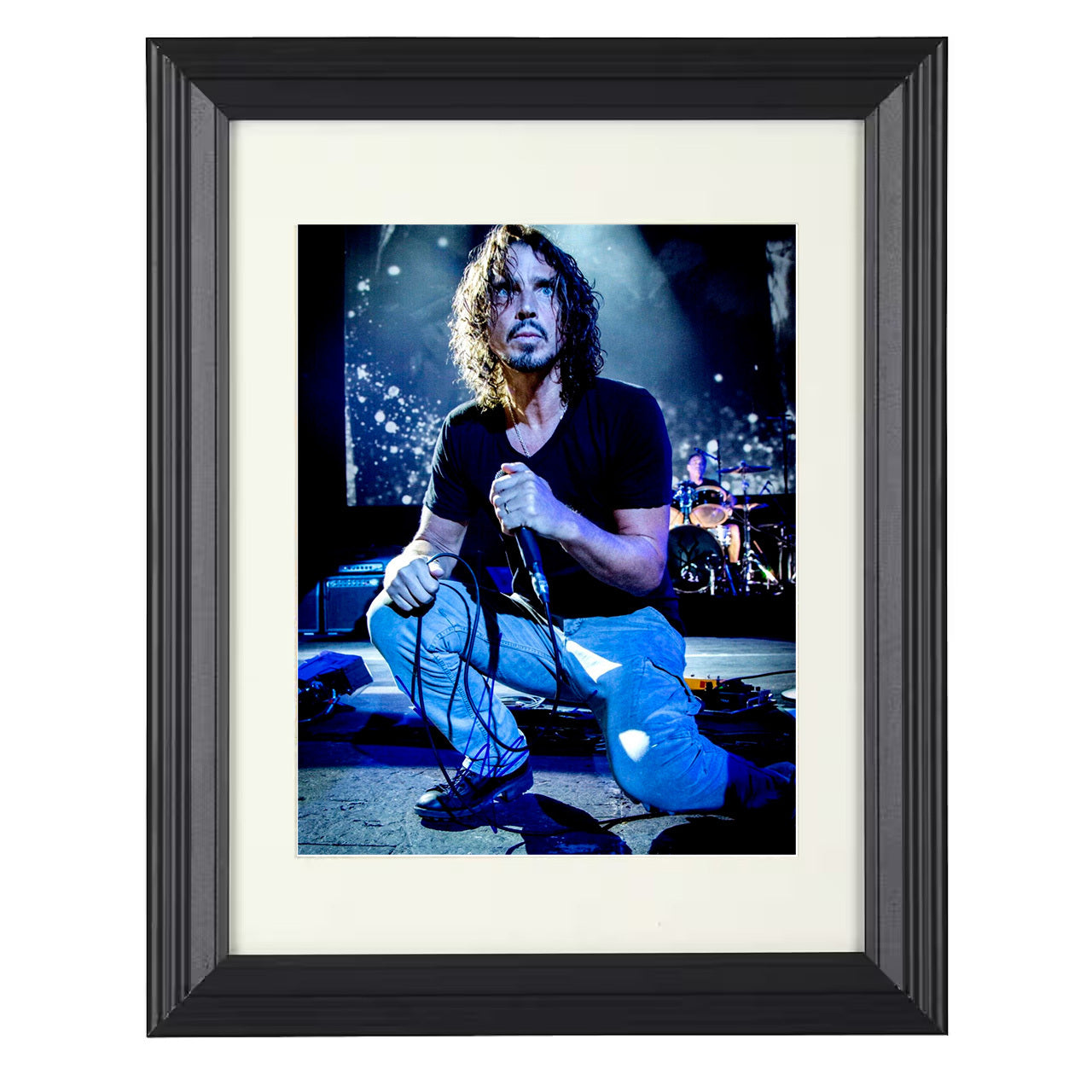 Chris Cornell – Grunge Golden Voice Image – 8x10 black beveled framed music wall art