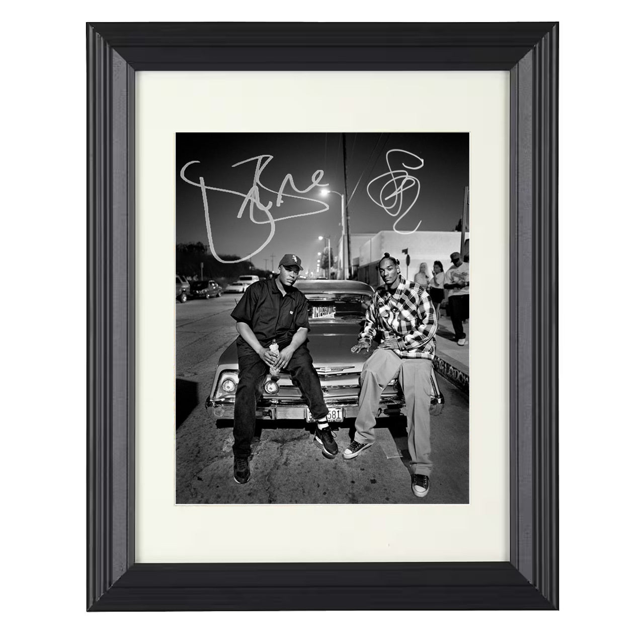 Dr. Dre and Snoop Dogg – Lowrider Street Photo – 8x10 black beveled framed music wall art