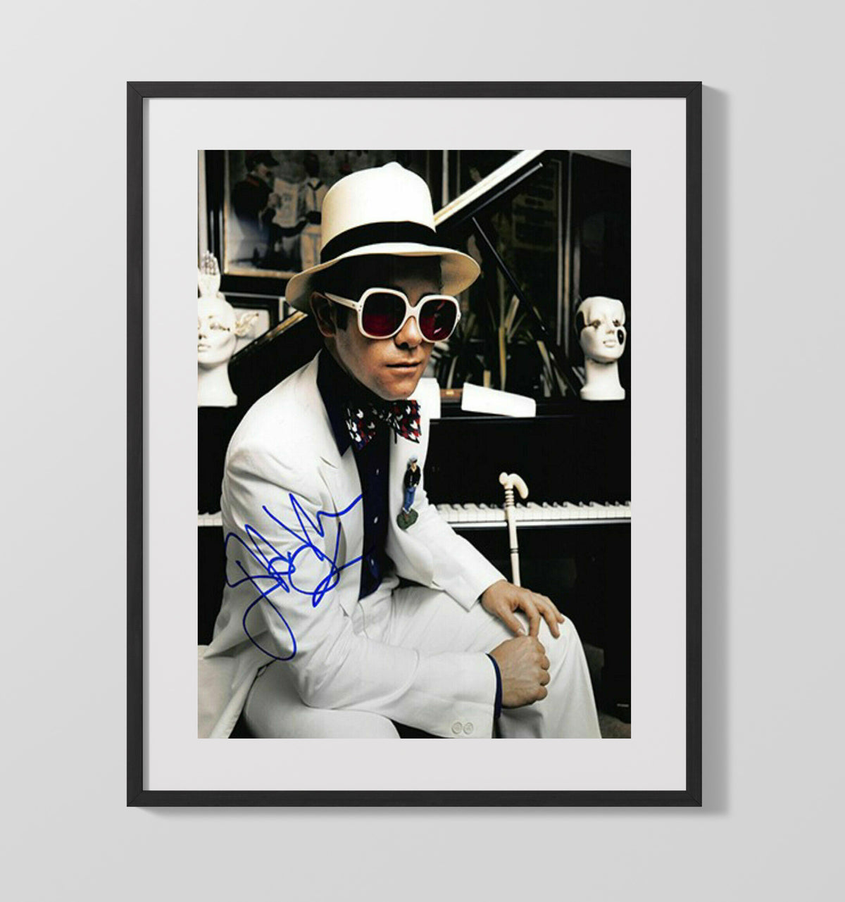 Elton John - White Suit Piano Studio Photo 8x10 Framed Canvas vintage music wall art