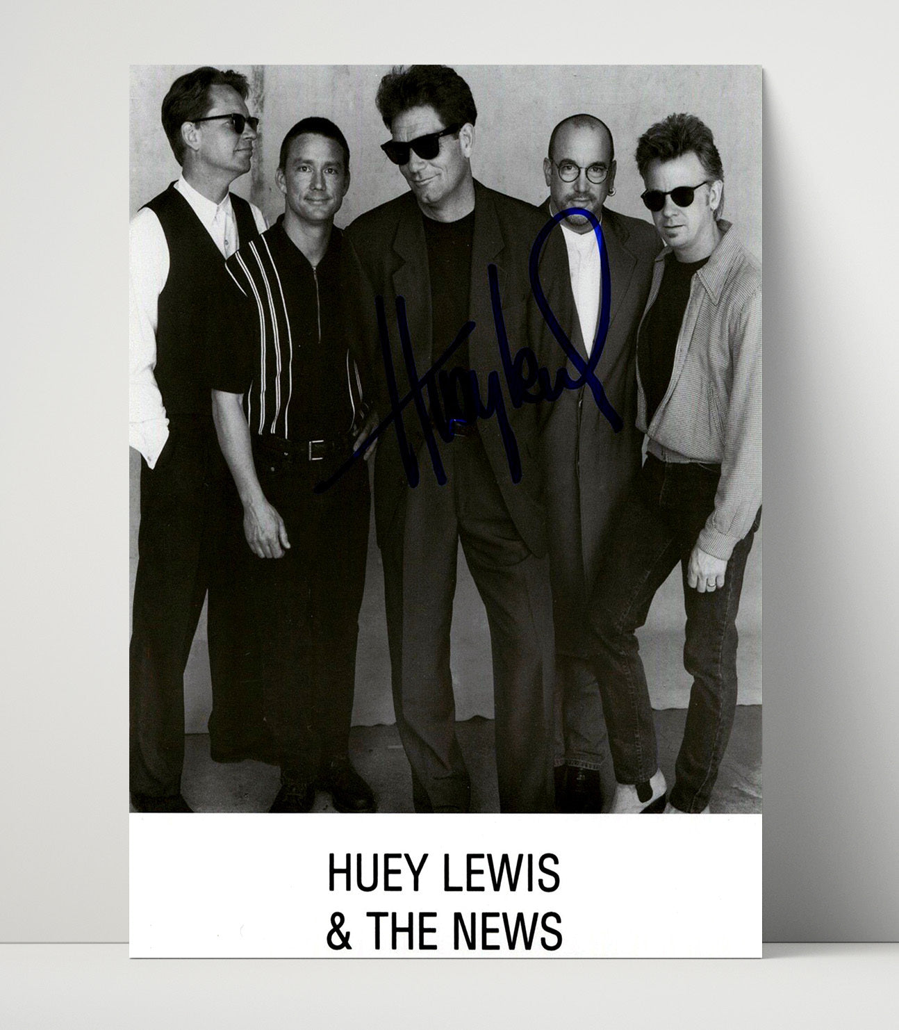 Huey Lewis and The News - Full Band Black And White Portrait - Vintage Music Wall Art - 16x20 Unframed Print music decor