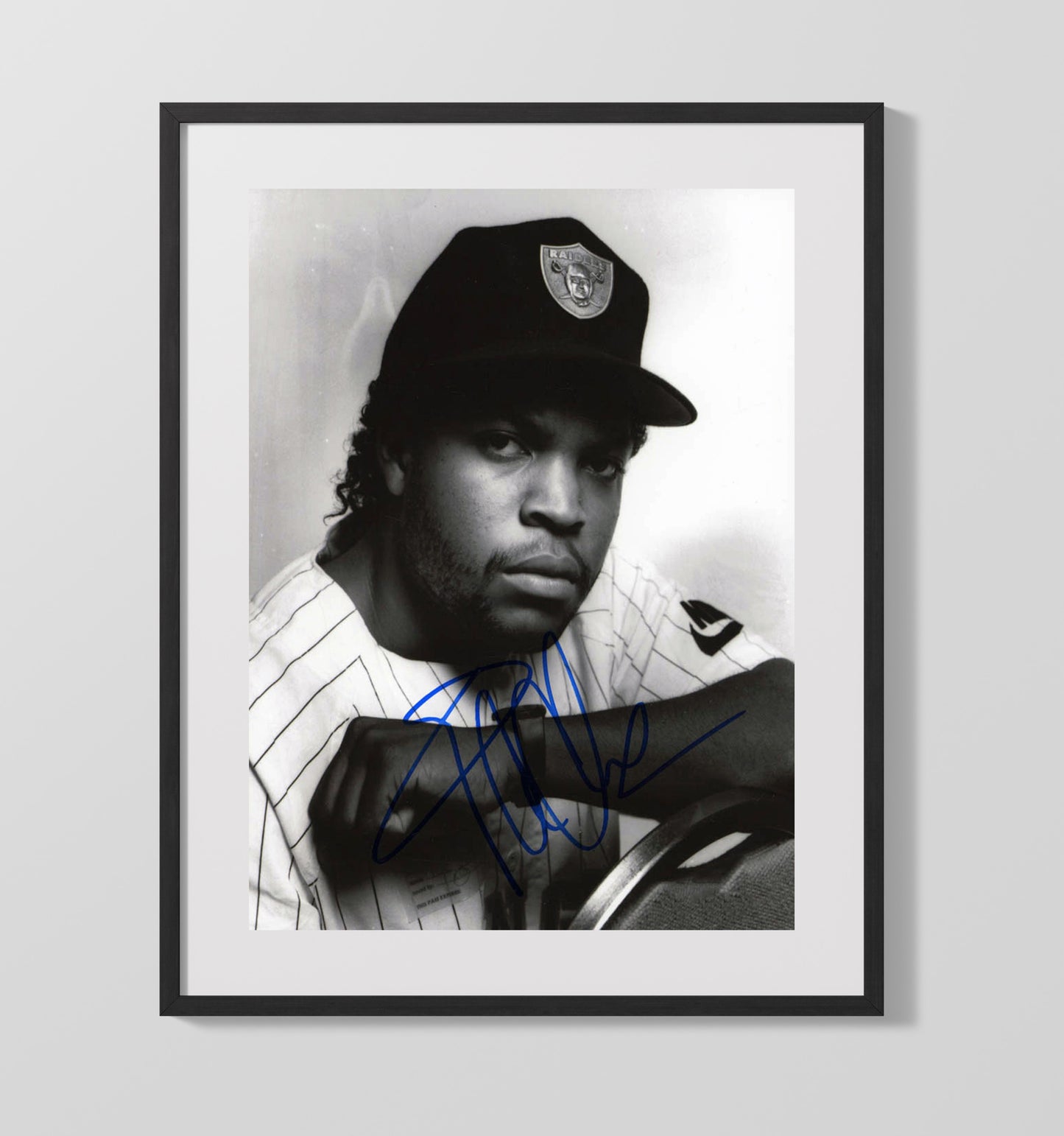 Ice Cube - Raiders Cap Black-and-White Photo 8x10 Framed Canvas vintage music wall art