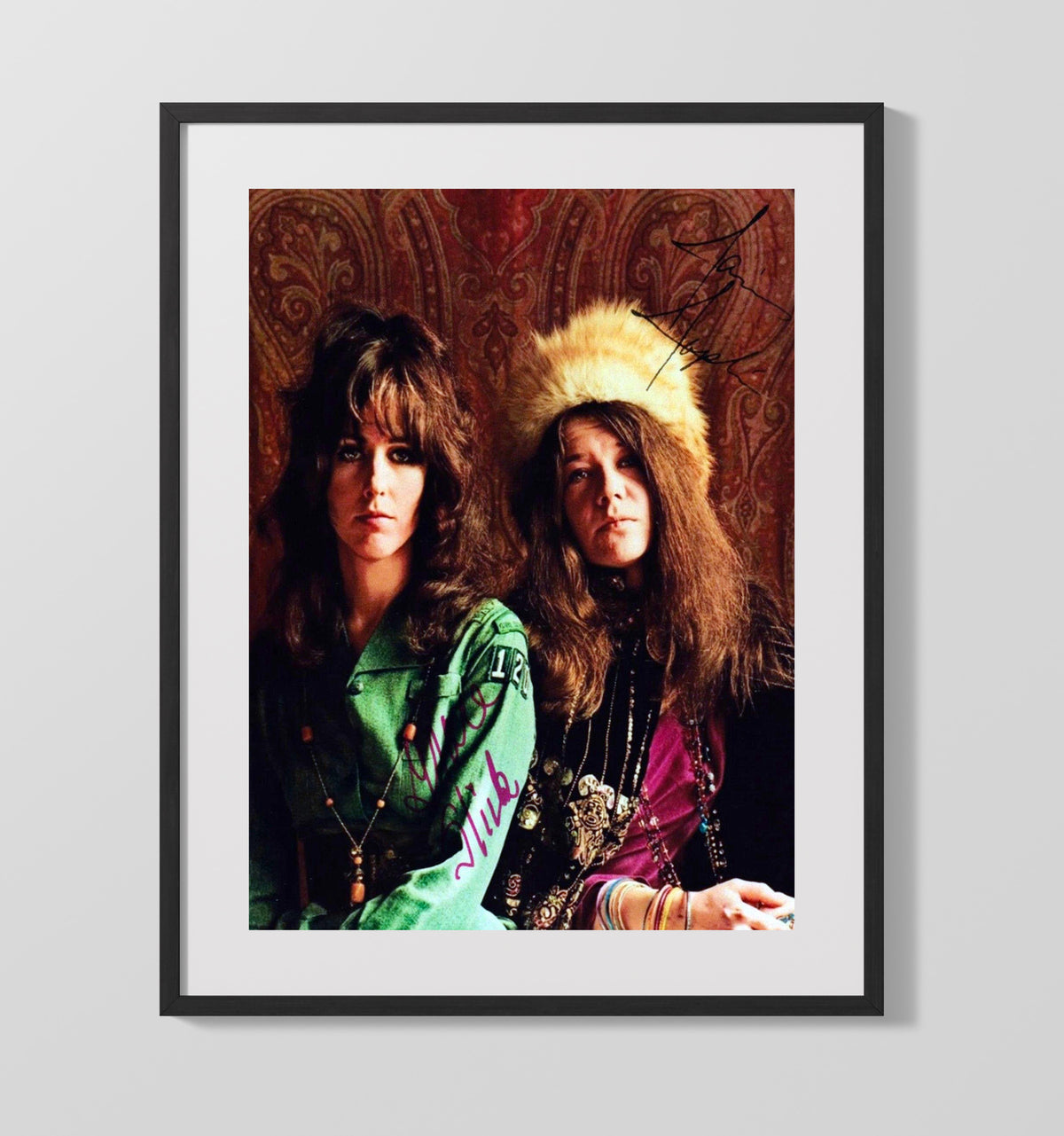 Janis Joplin and Grace Slick - Queens of Psychedelia 8x10 Framed Canvas vintage music wall art