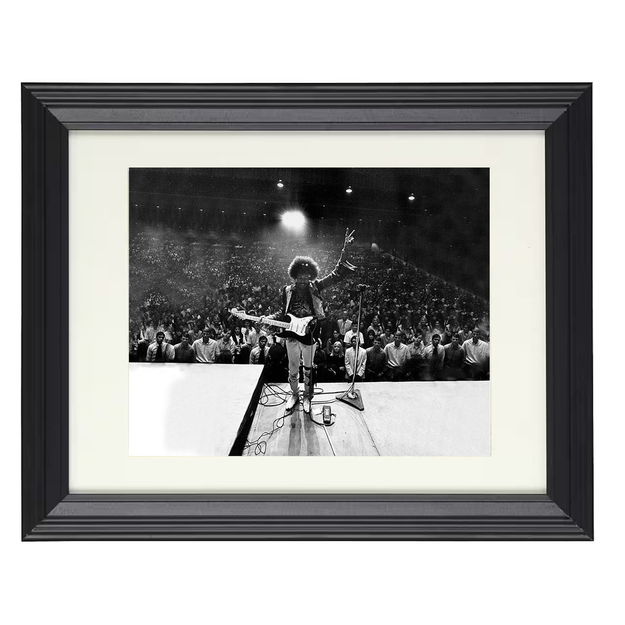 Jimi Hendrix – Peace Sign and Electric Magic – 8x10 black beveled framed music wall art