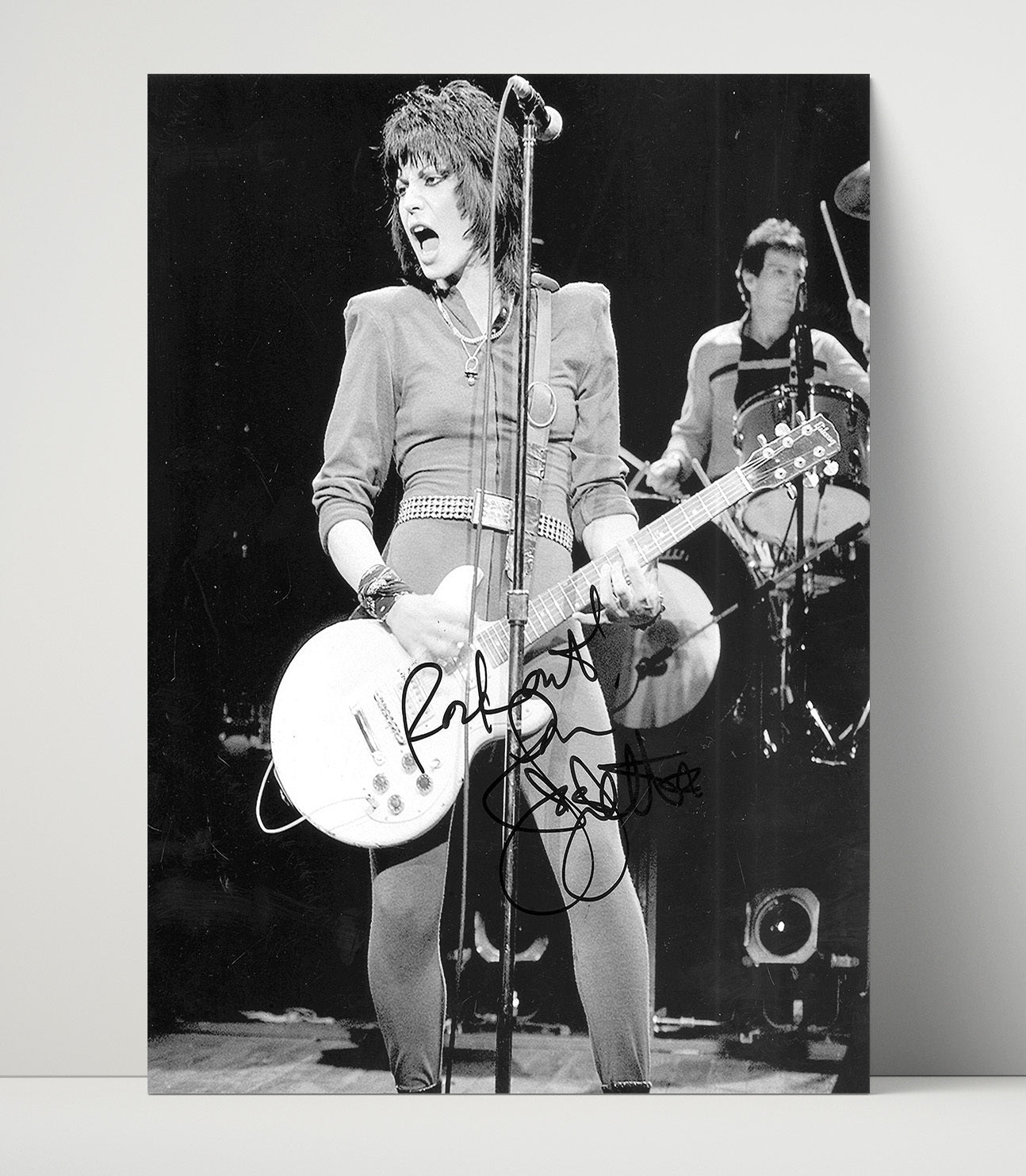 Joan Jett - Live Stage Guitar Performance Black And White - Vintage Music Wall Art - 16x20 Unframed Print music decor