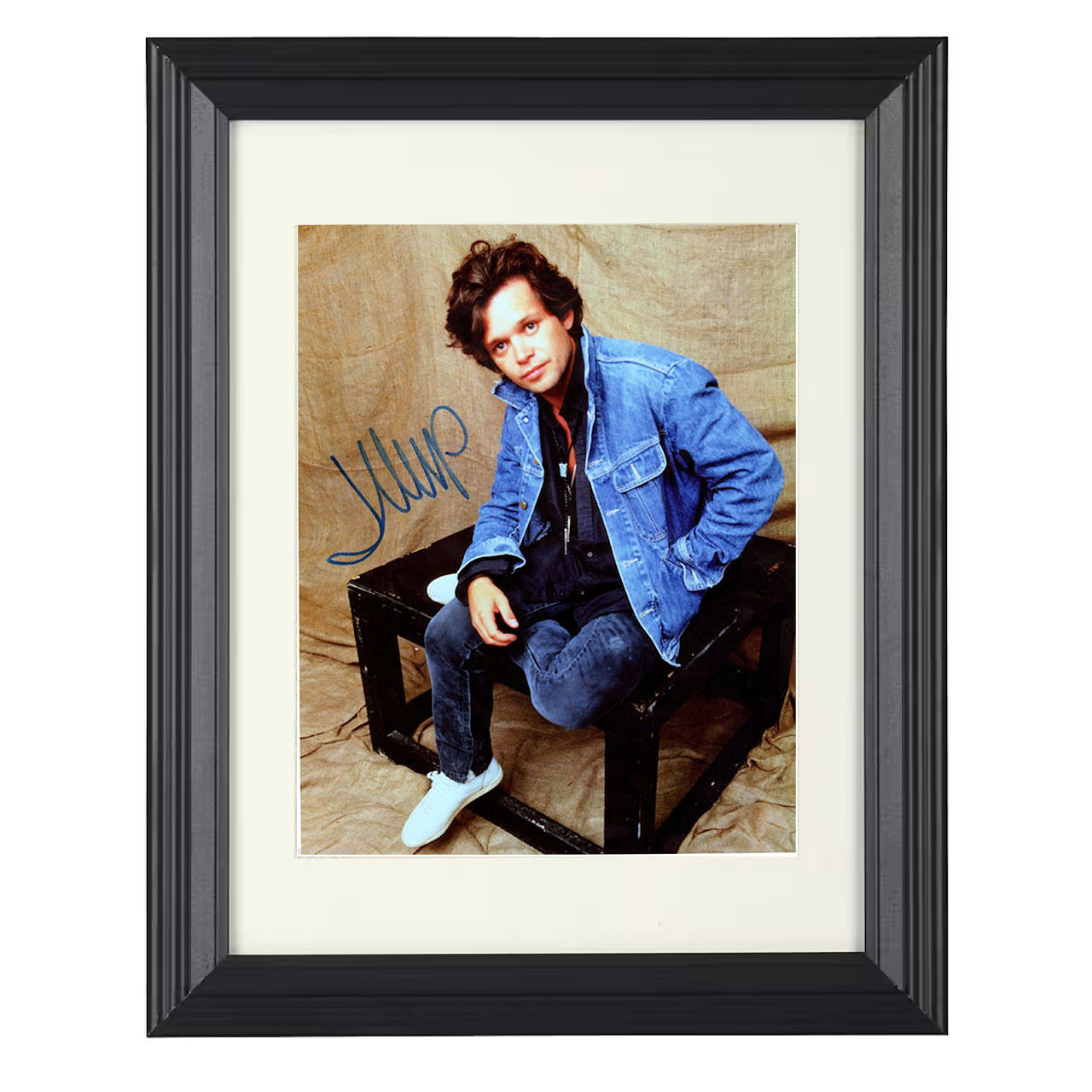 John Mellencamp – Denim Jacket Seated Image – 8x10 black beveled framed music wall art