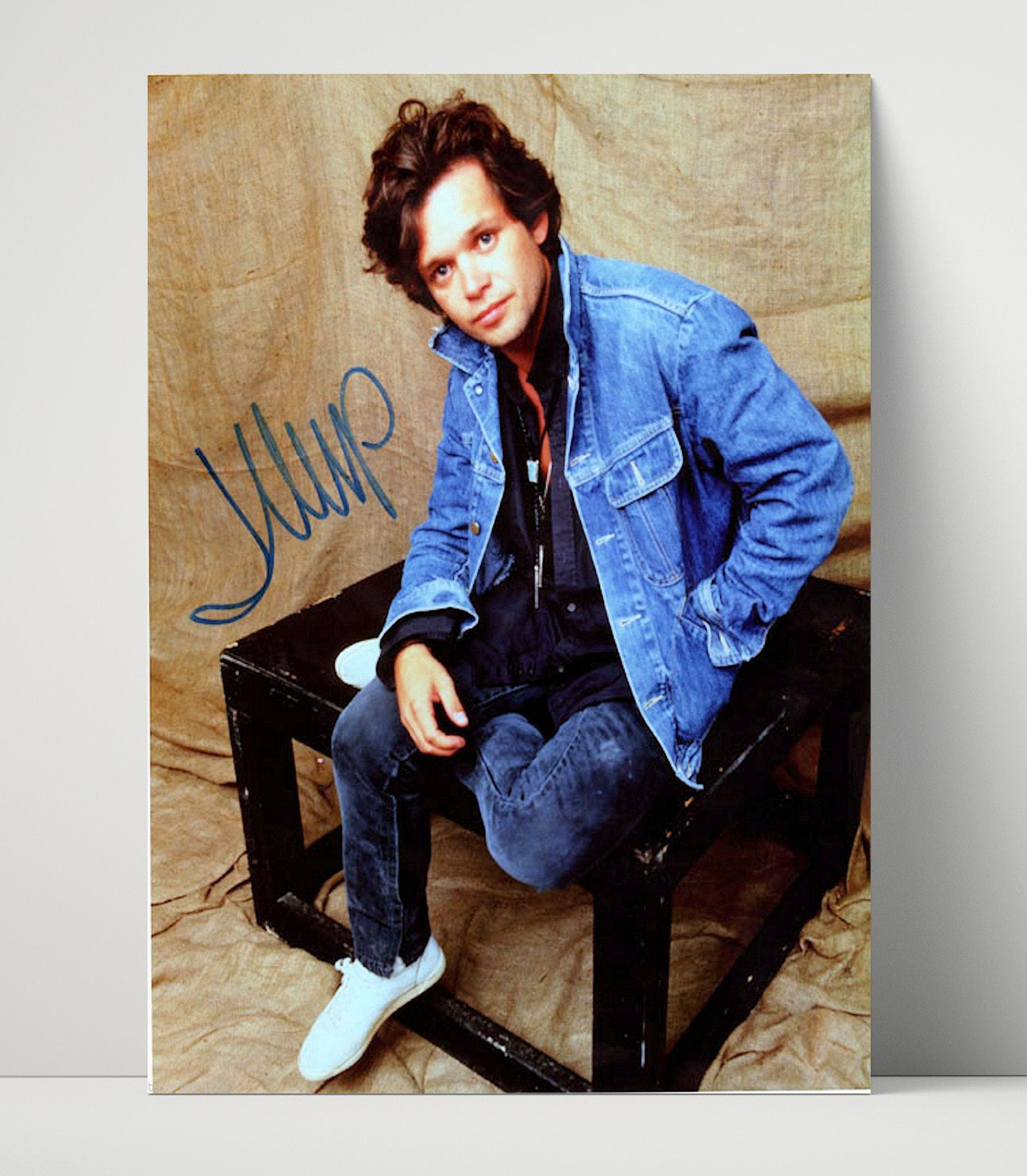 John Mellencamp - Denim Jacket Seated Portrait - Vintage Music Wall Art - 16x20 Unframed Print music decor