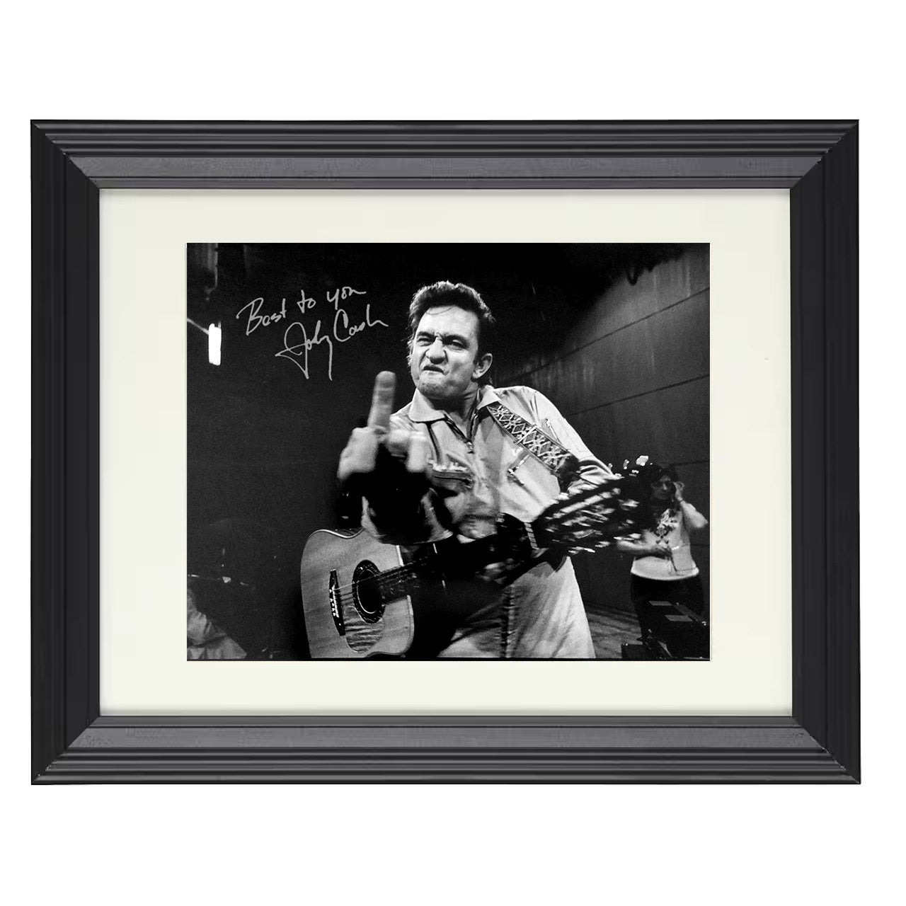Johnny Cash – The Finger Heard Round the World – 8x10 black beveled framed music wall art