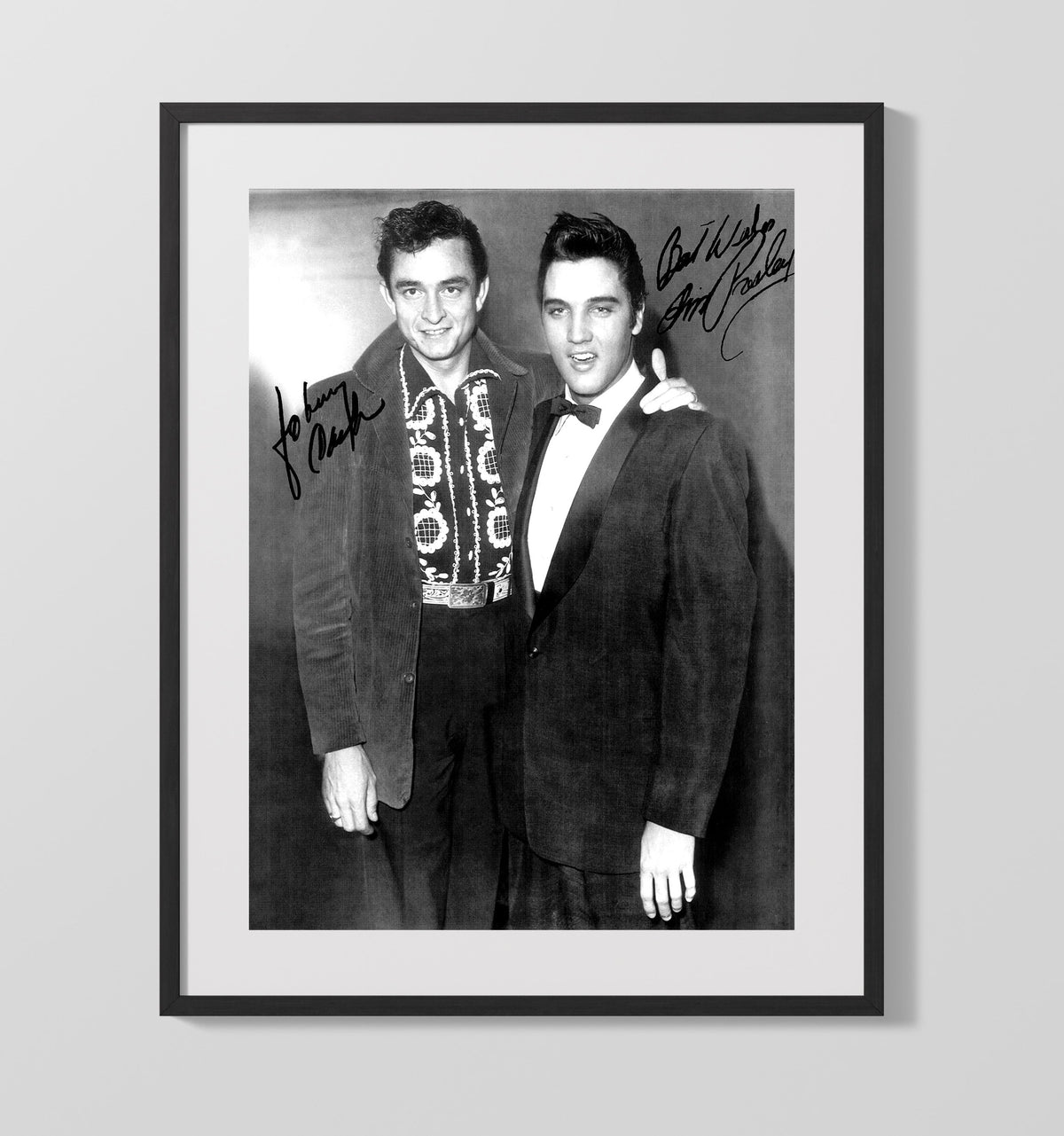 Johnny Cash and Elvis Presley - Legends United 8x10 Framed Canvas vintage music wall art