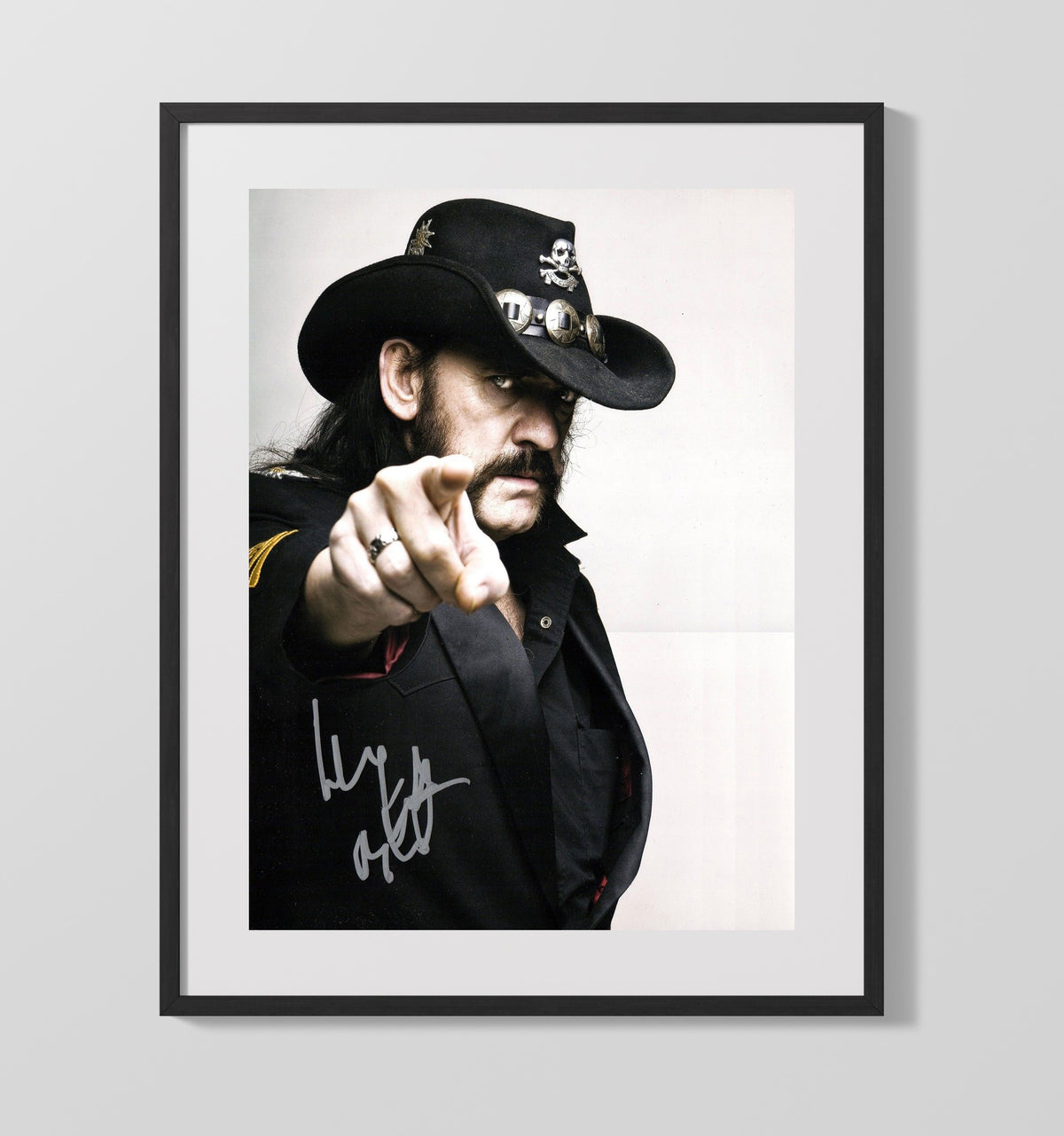 Lemmy Kilmister - Pointing Forward Black Hat Photo 8x10 Framed Canvas vintage music wall art