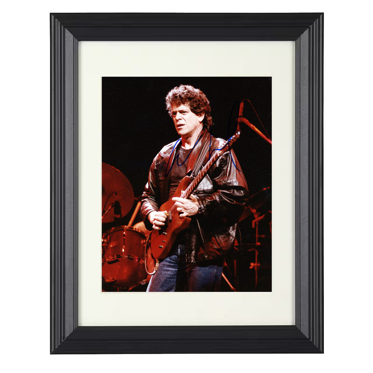 Lou Reed – Live Stage Performance Leather Jacket – 8x10 black beveled framed music wall art