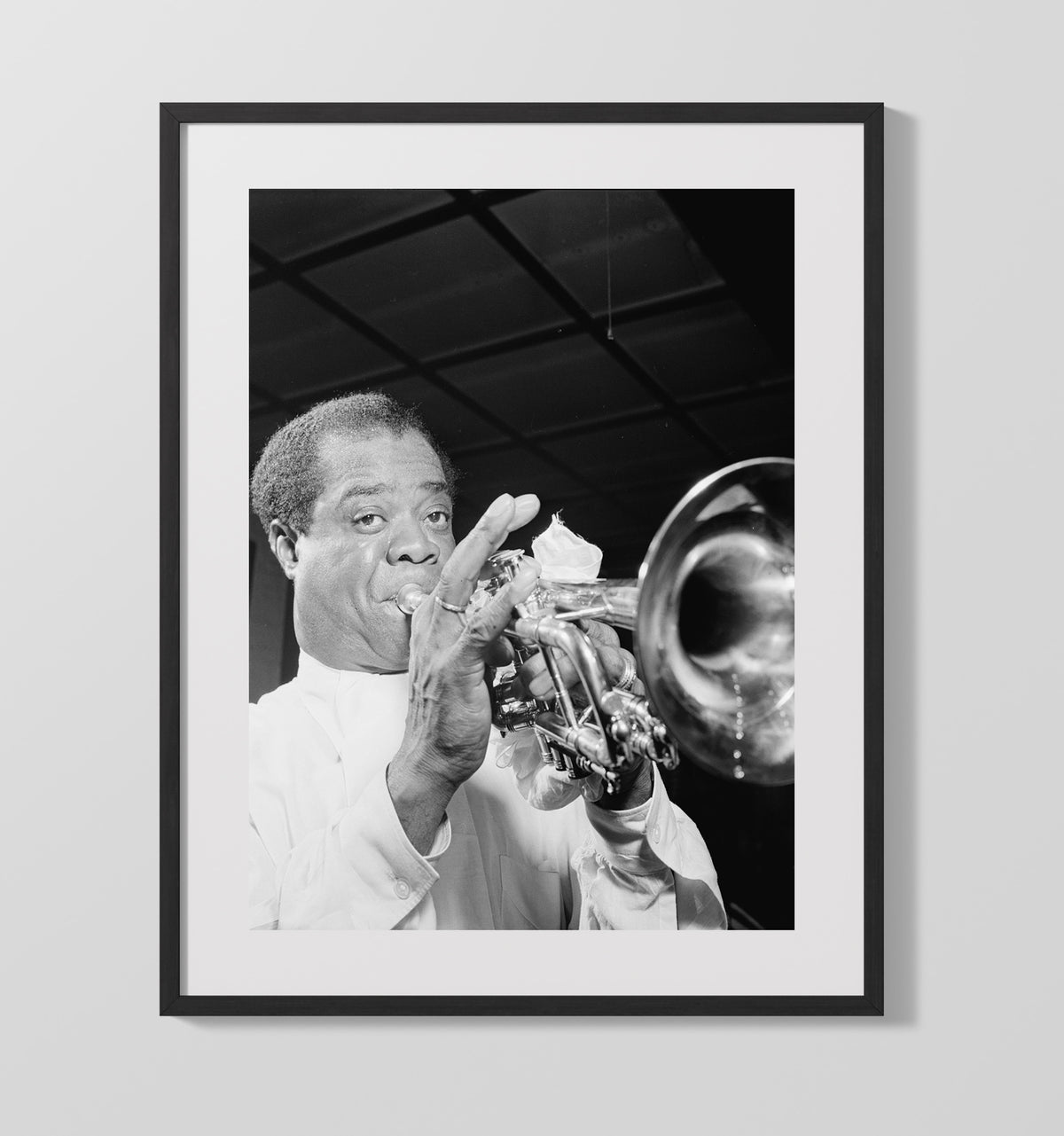 Louis Armstrong - Trumpet Soul in Black-and-White 8x10 Framed Canvas vintage music wall art