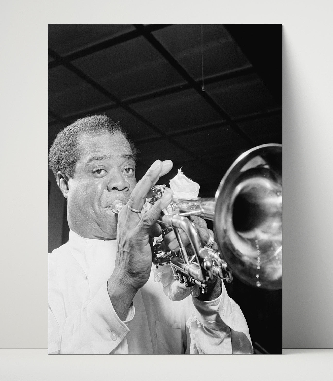 Louis Armstrong - Trumpet Soul in BandW - Vintage Music Wall Art - 16x20 Unframed Print music decor