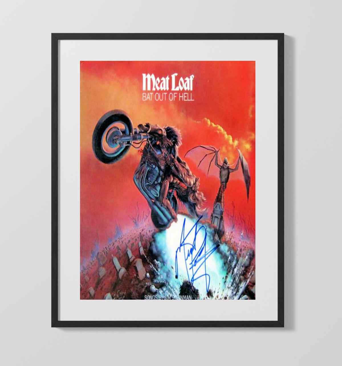 Meat Loaf - Bat Out of Hell Album Cover Motorcycle Artwork 8x10 Framed Canvas vintage music wall art