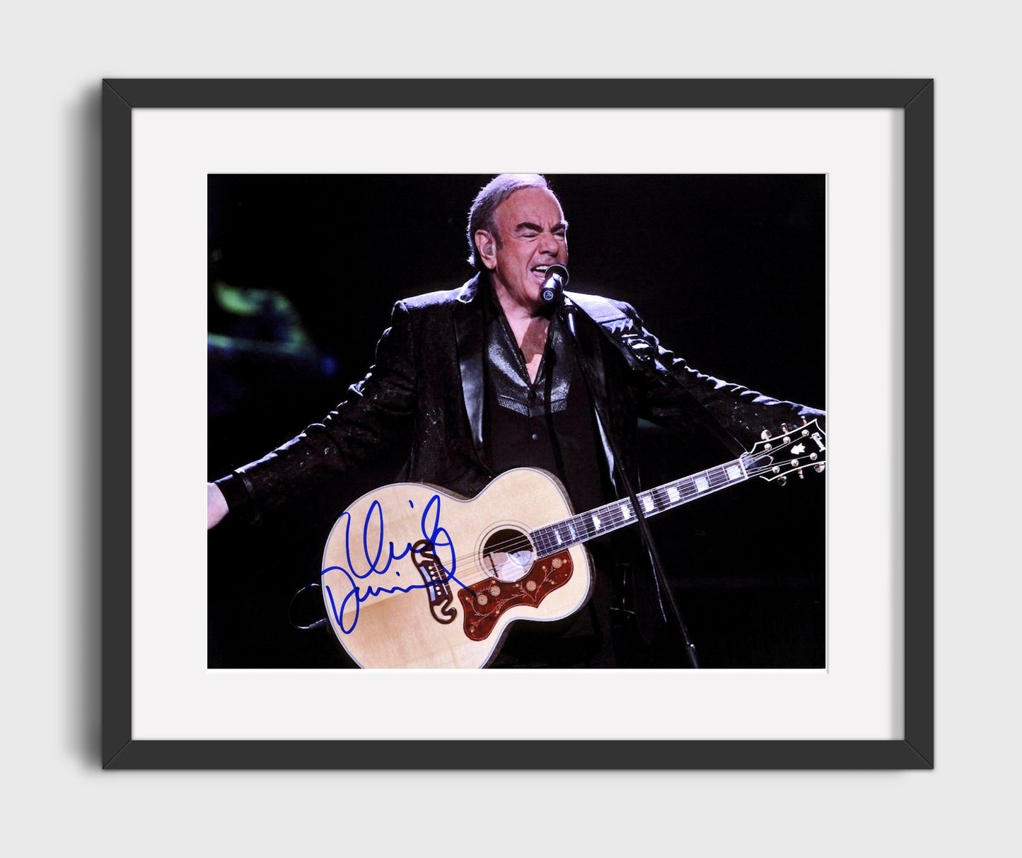Neil Diamond - Live Performance Acoustic Guitar 8x10 Framed Canvas vintage music wall art