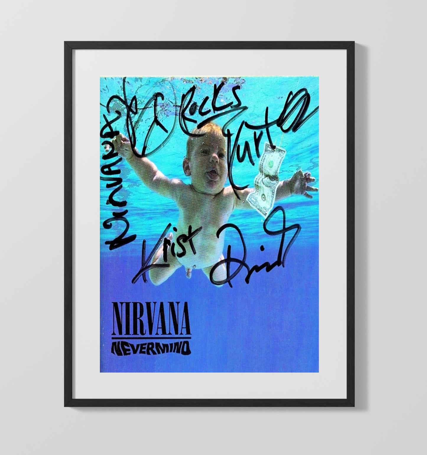 Nirvana - Nevermind Cover Artwork 8x10 Framed Canvas vintage music wall art