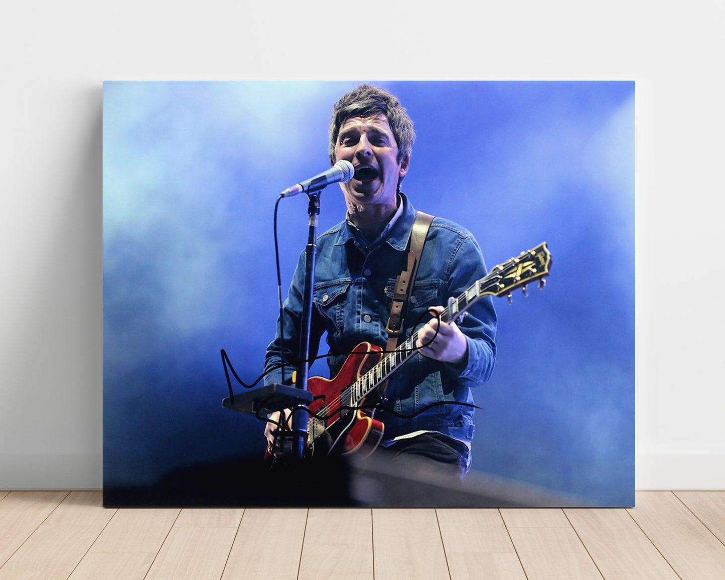 Noel Gallagher - Live Guitar Vocal Performance Blue Stage - Vintage Music Wall Art - 16x20 Unframed Print music decor