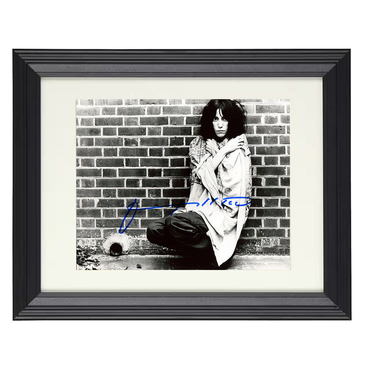 Patti Smith – Moody Monochrome Brick Wall Image – 8x10 black beveled framed music wall art