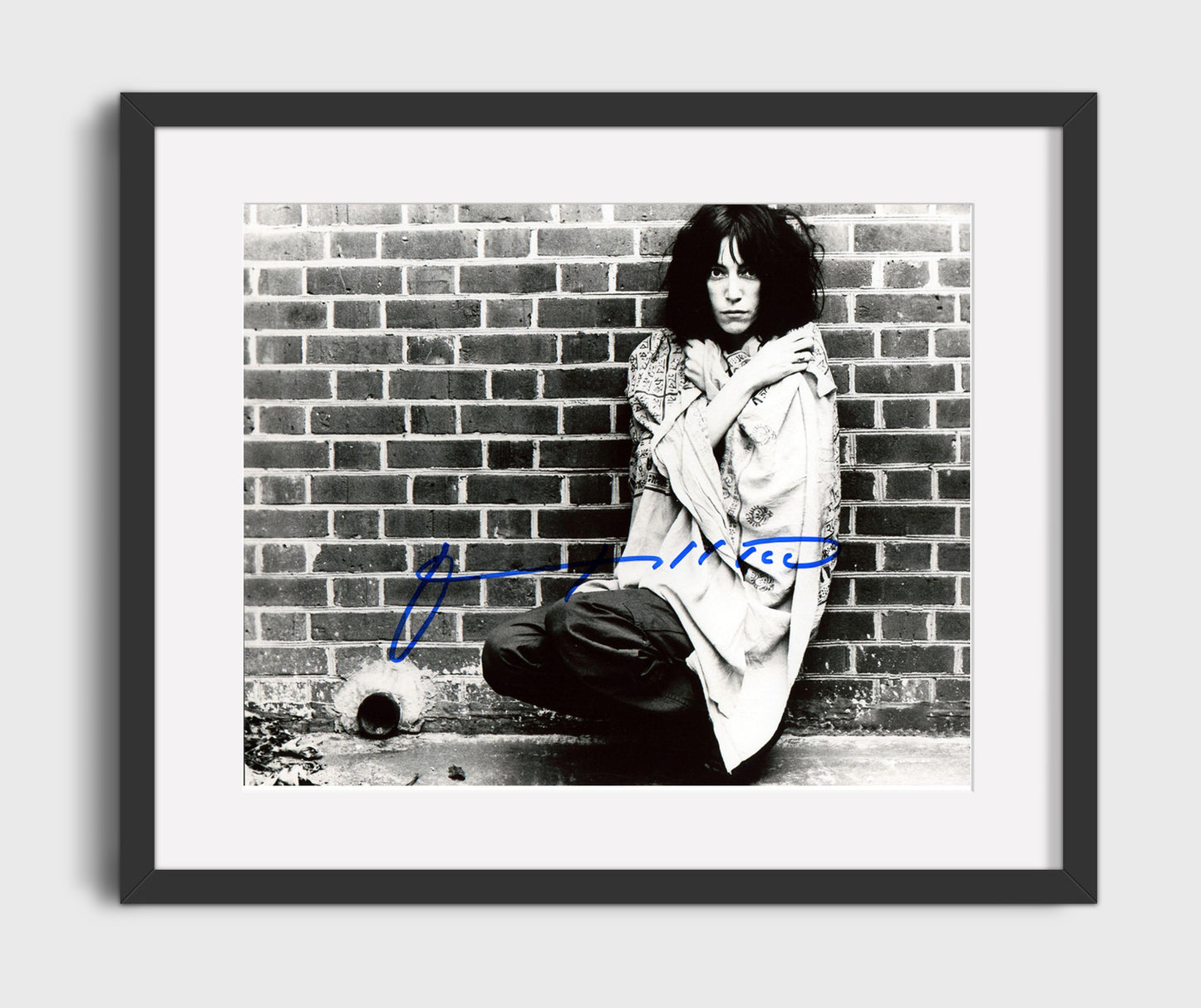 Patti Smith - Moody Black-and-White Brick Wall Photo 8x10 Framed Canvas vintage music wall art