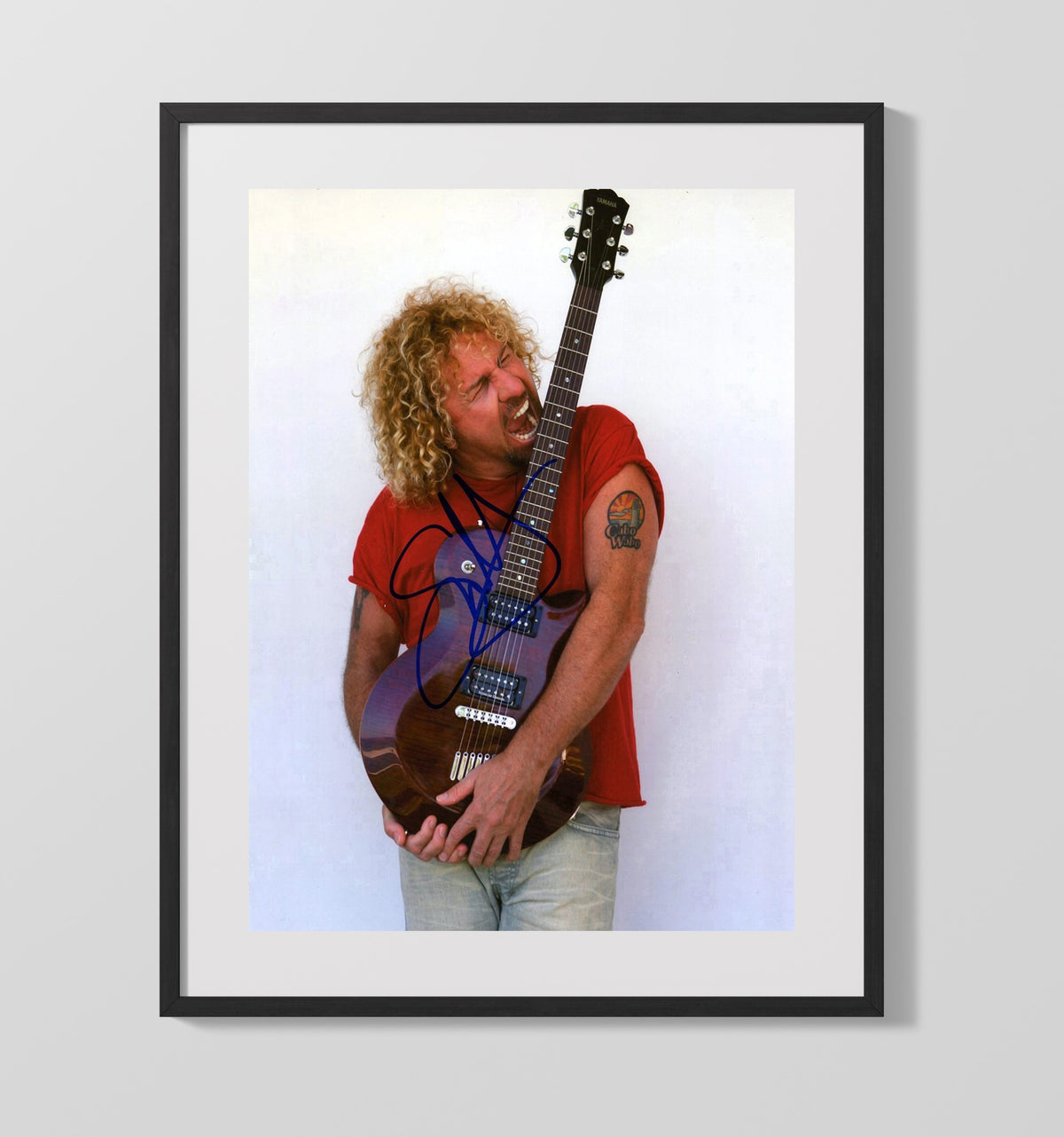 Sammy Hagar - Guitar Bite Performance Pose 8x10 Framed Canvas vintage music wall art