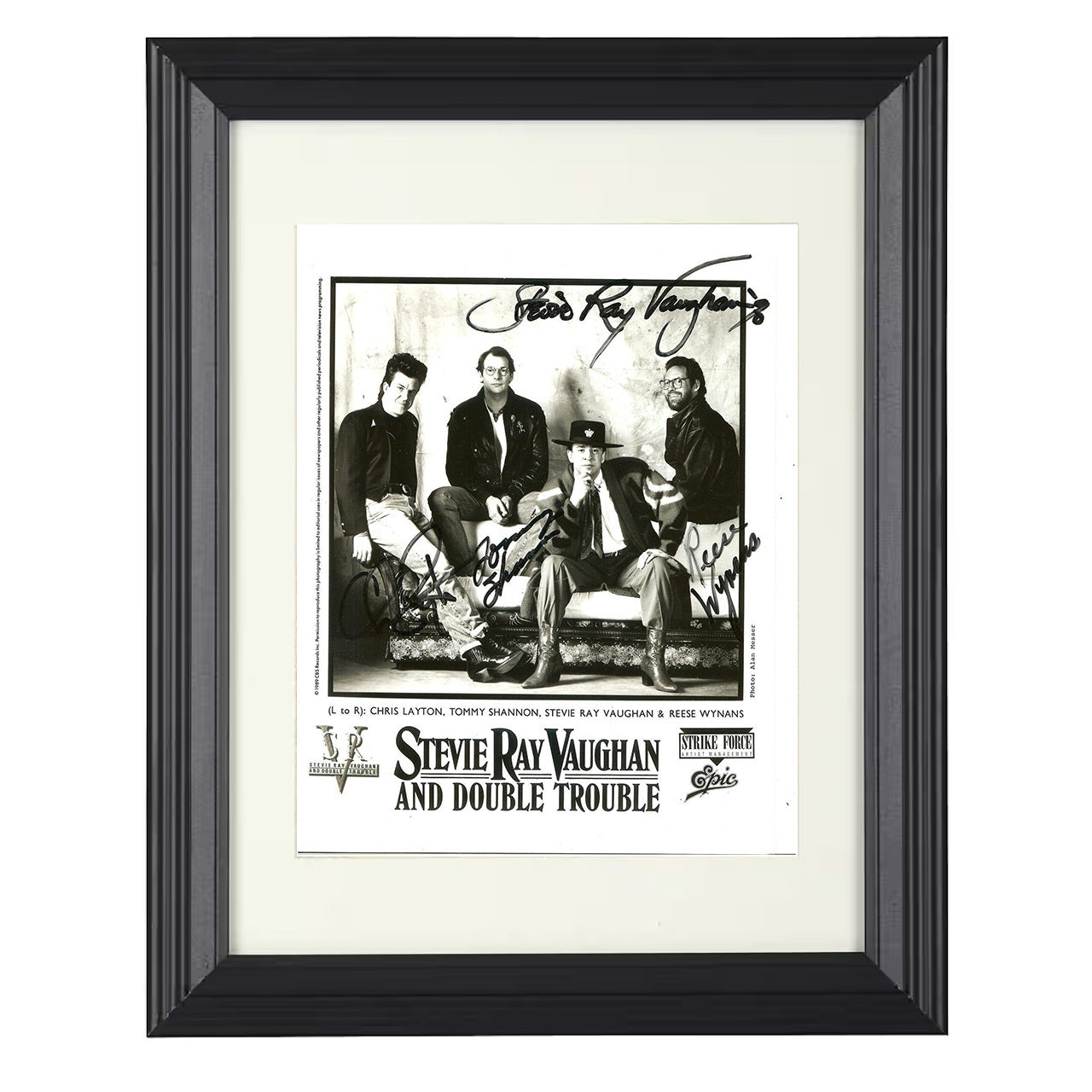 Stevie Ray Vaughan and Double Trouble – Texas Blues – 8x10 black beveled framed music wall art
