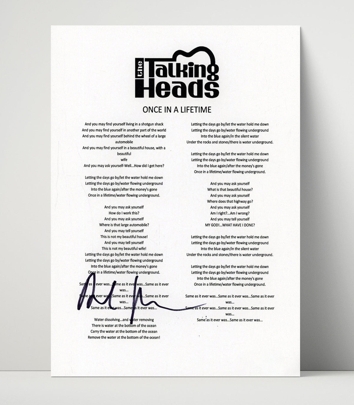 Talking Heads – Once in a Lifetime New Wave unframed semi-gloss poster print
