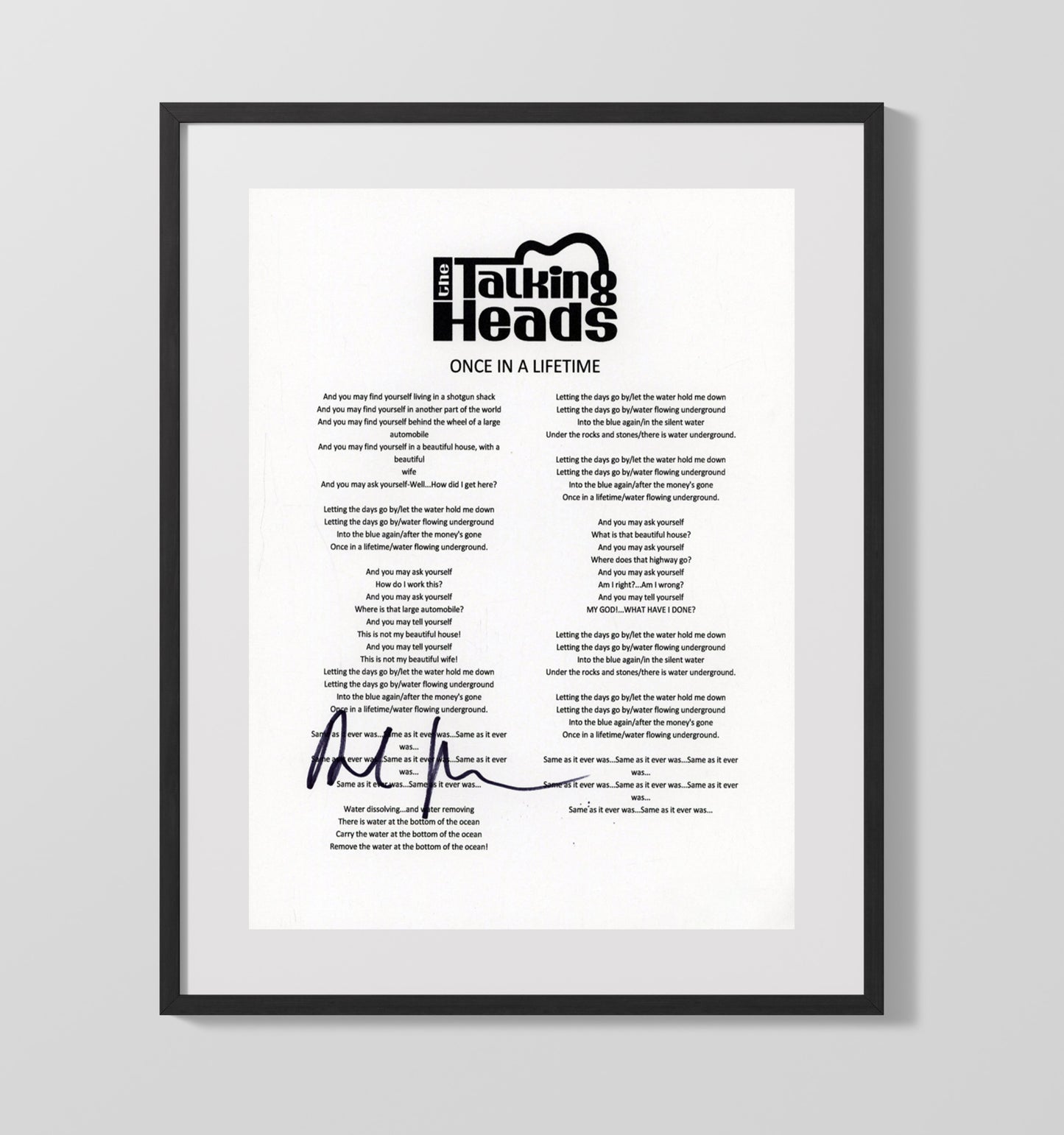 Talking Heads - Once in a Lifetime Lines 8x10 Framed Canvas vintage music wall art