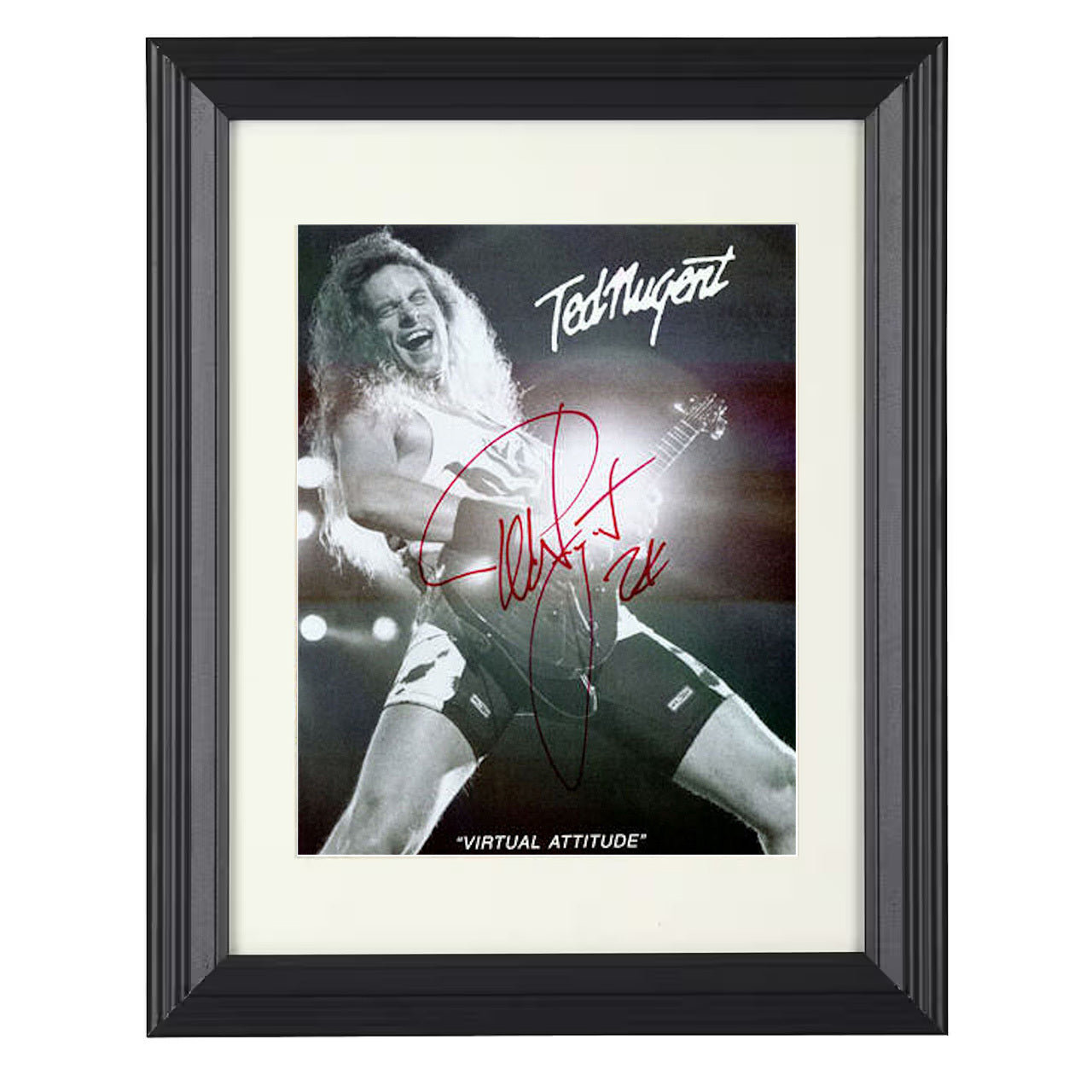 Ted Nugent – Guitar Wildman Image – 8x10 black beveled framed music wall art