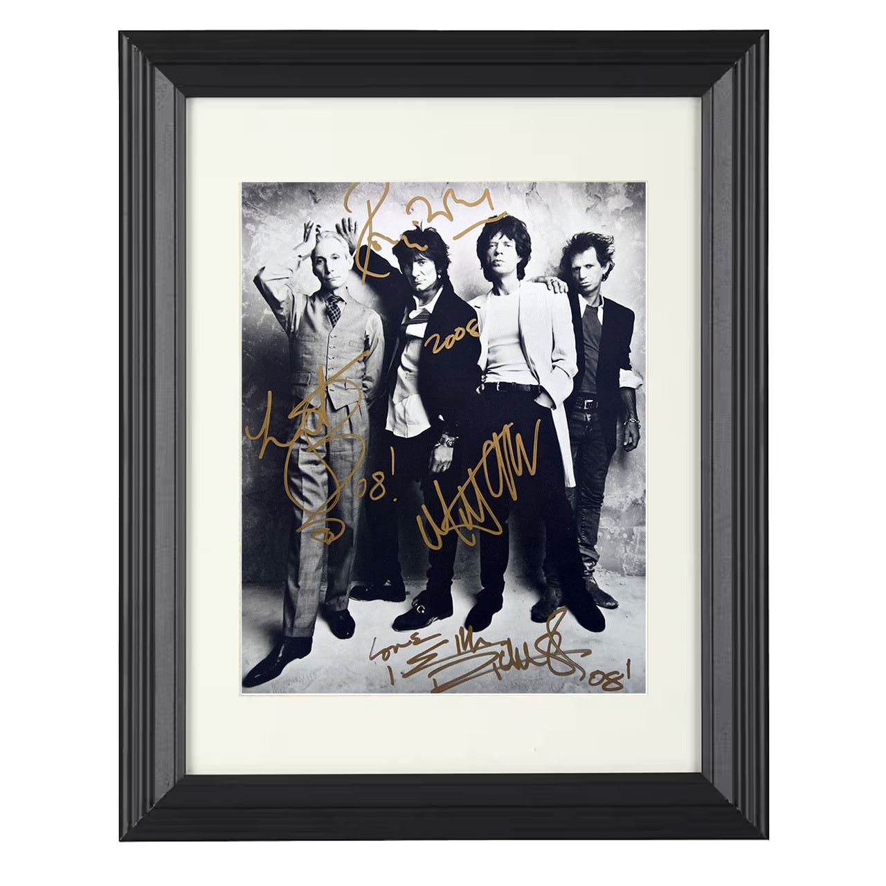 The Rolling Stones – Classic Band Lineup Promo Image – 8x10 black beveled framed music wall art