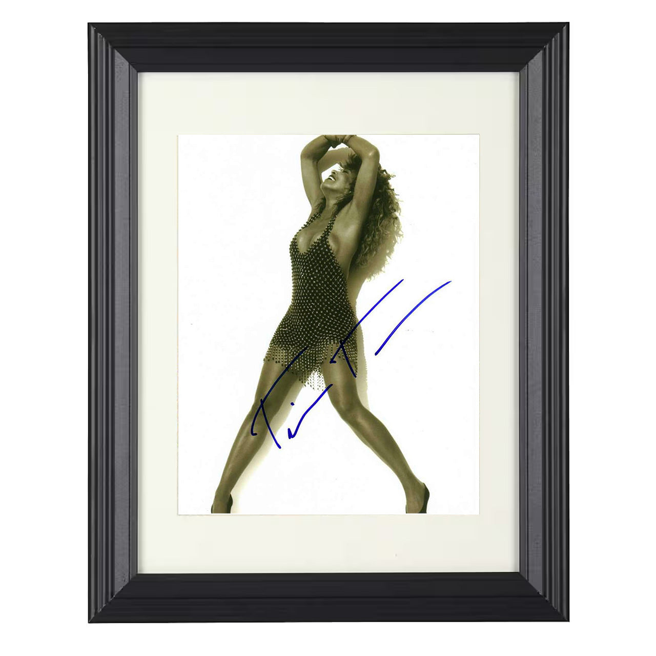Tina Turner – Studded Dress Performance Pose – 8x10 black beveled framed music wall art