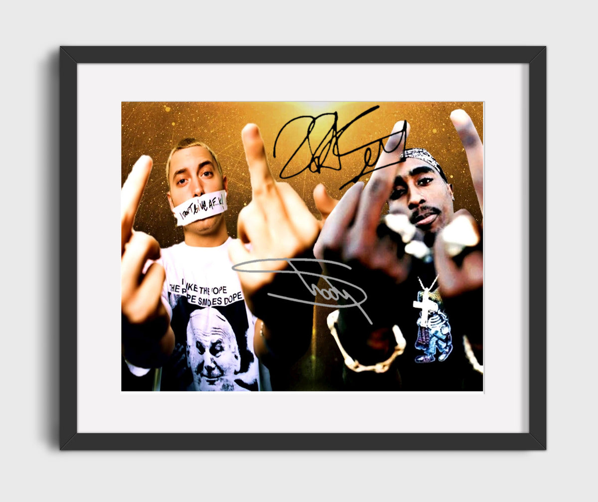 Tupac and Eminem - West Coast Meets Detroit 8x10 Framed Canvas vintage music wall art