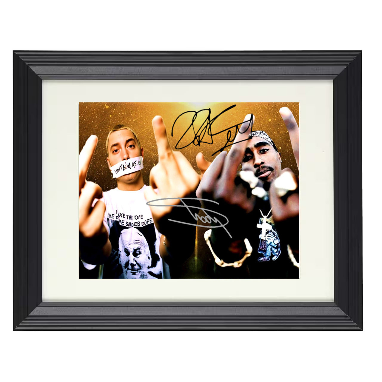 Tupac and Eminem – West Coast Meets Detroit – 8x10 black beveled framed music wall art