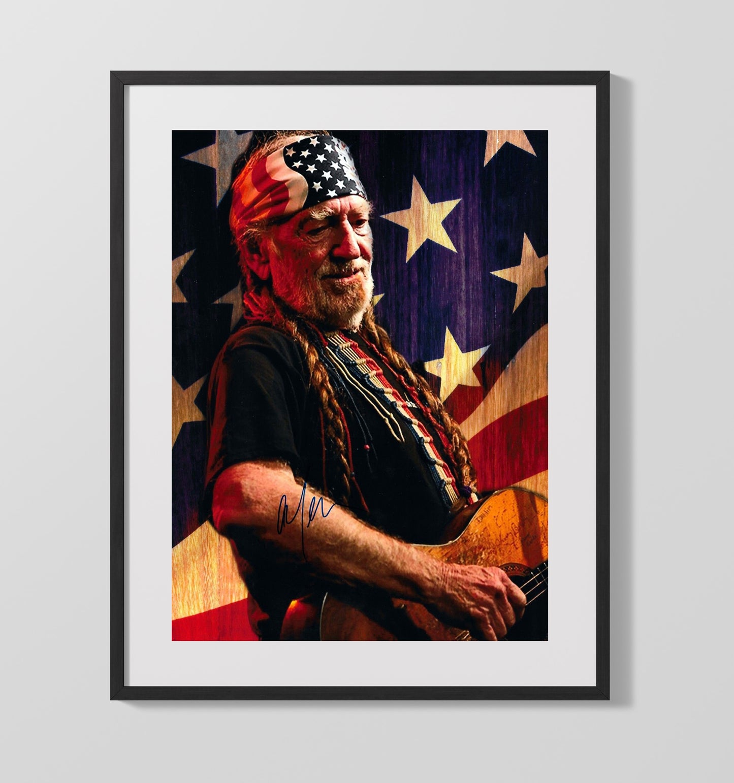 Willie Nelson - Patriotic Stage Photo 8x10 Framed Canvas vintage music wall art
