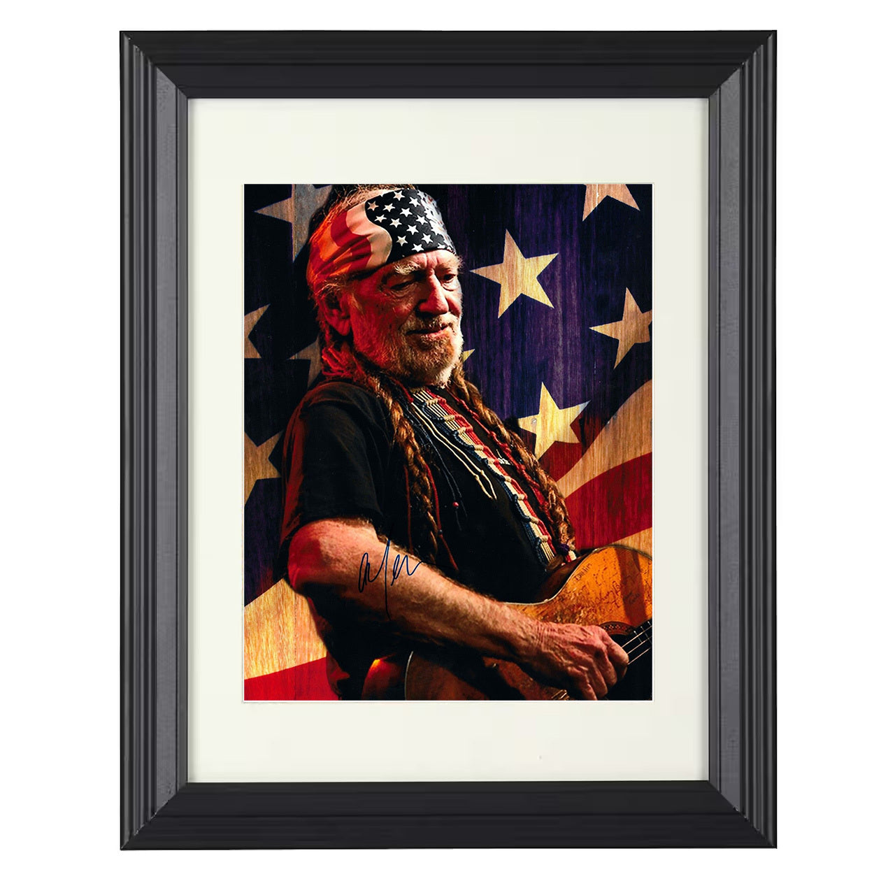 Willie Nelson – Patriotic Stage Image Image – 8x10 black beveled framed music wall art