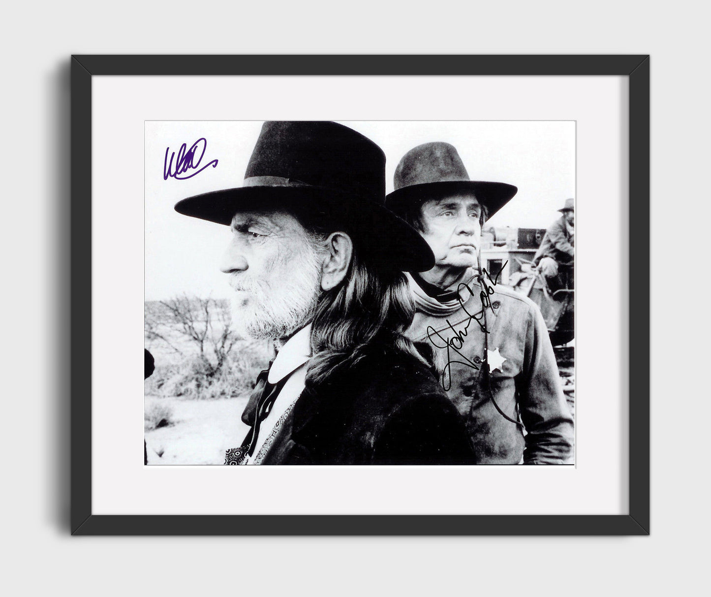Willie Nelson and Johnny Cash - Outlaw Stagecoach Ride 8x10 Framed Canvas vintage music wall art