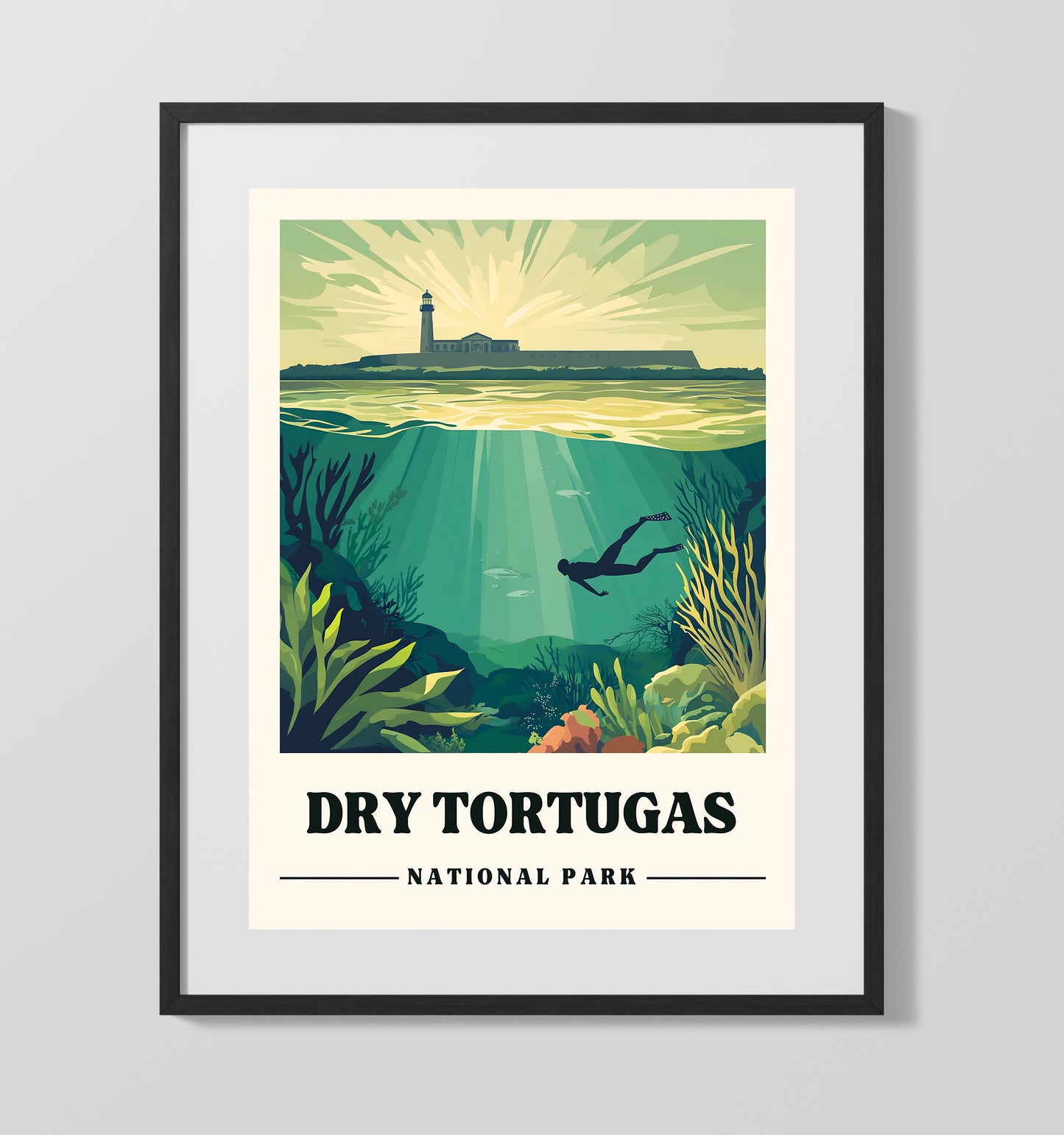 Dry Tortugas - Fort Jefferson Design 1 16x20 Gallery Frame national park wall art