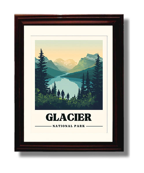 Glacier - Many Glacier Valley Design 1 - National Park - 8x10 Beveled Frame