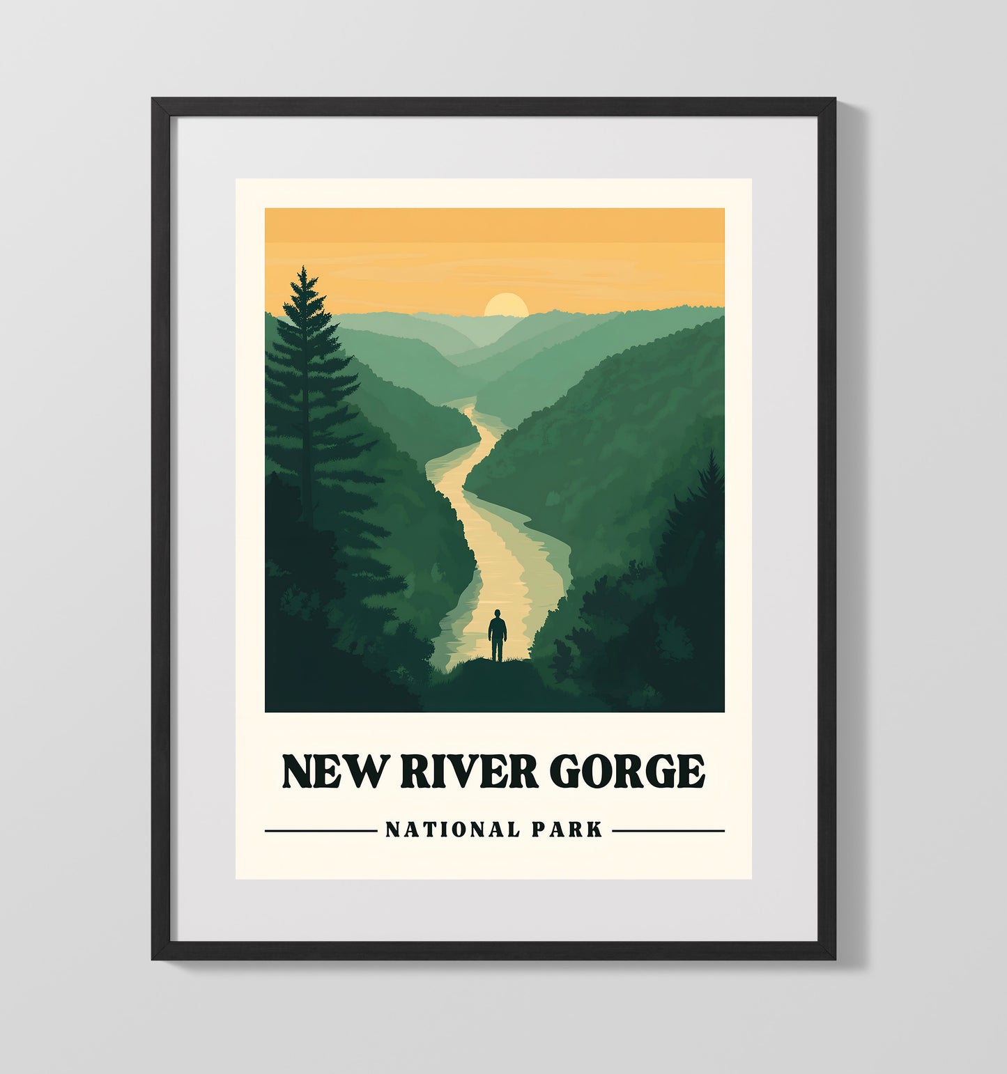 New River Gorge - Endless Wall Trail Design 2 16x20 Gallery Frame national park wall art
