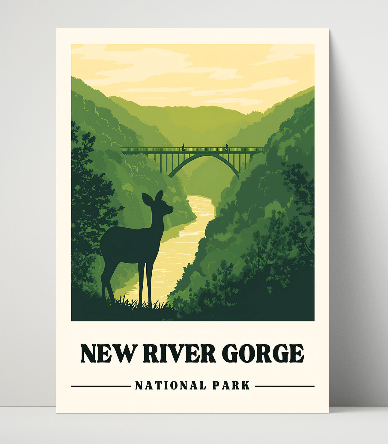 New River Gorge New River Gorge Bridge National Parks Wall Art - 16x20 Unframed Print