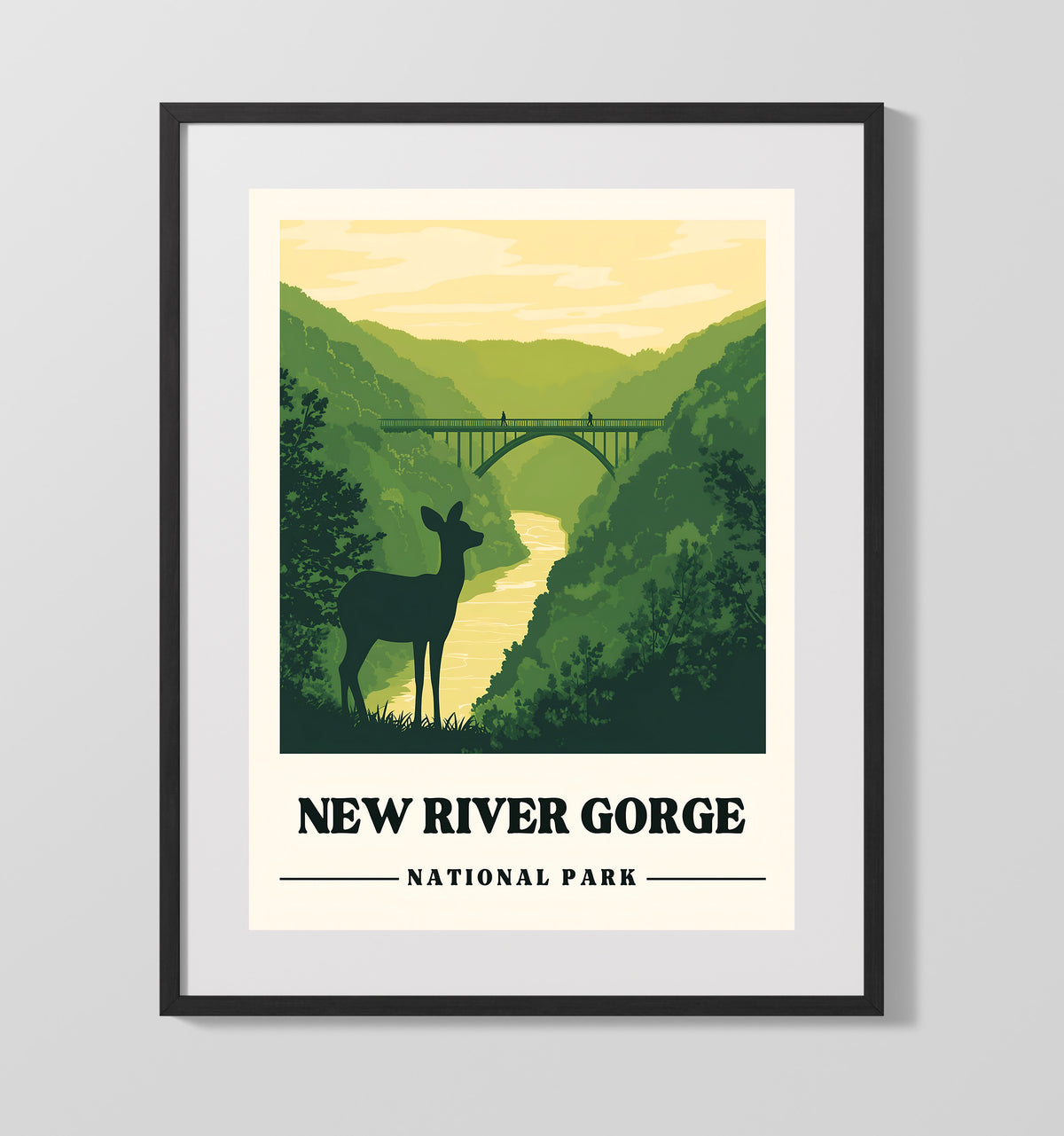 New River Gorge - New River Gorge Bridge 16x20 Gallery Frame national park wall art