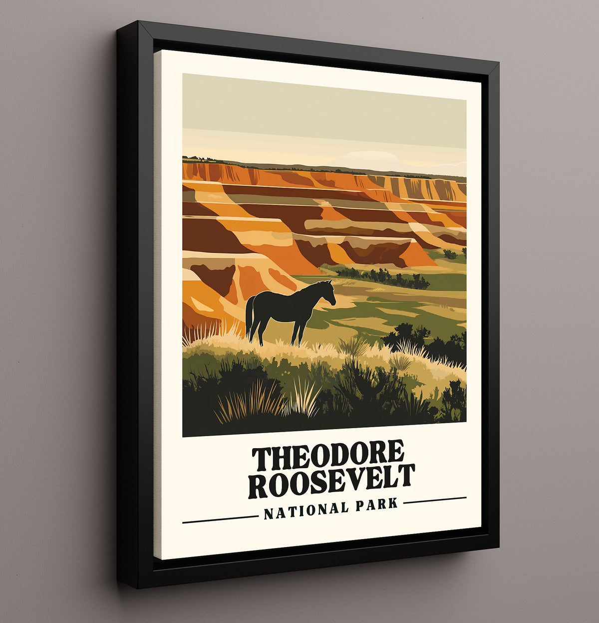 Theodore Roosevelt - Painted Canyon Overlook Design 1 - National Park - 16x20 Framed Canvas