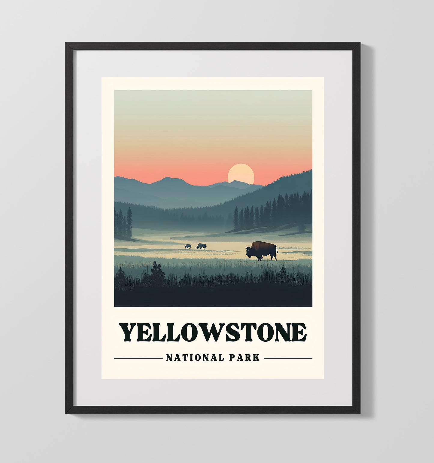 Yellowstone - Lamar Valley Design 2 16x20 Gallery Frame national park wall art