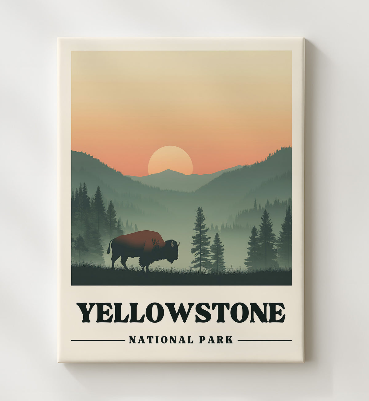 Yellowstone - Lamar Valley Design 3 - National Park - 20x24 Canvas