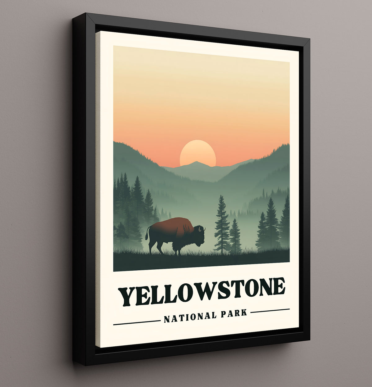 Yellowstone - Lamar Valley Design 3 - National Park - 16x20 Framed Canvas
