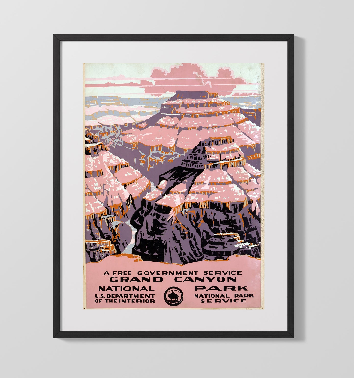 Grand Canyon - Painted in Pink 16x20 Gallery Frame national park wall art