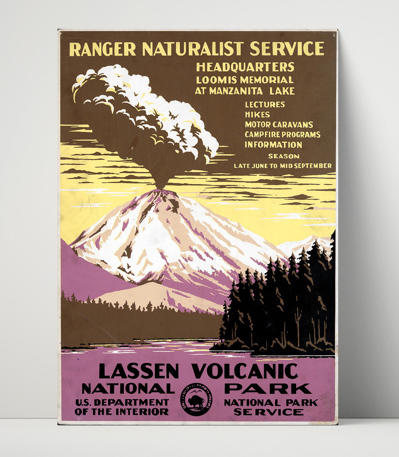 Lassen Volcanic - Fire and Smoke National Parks Wall Art - 16x20 Unframed Print