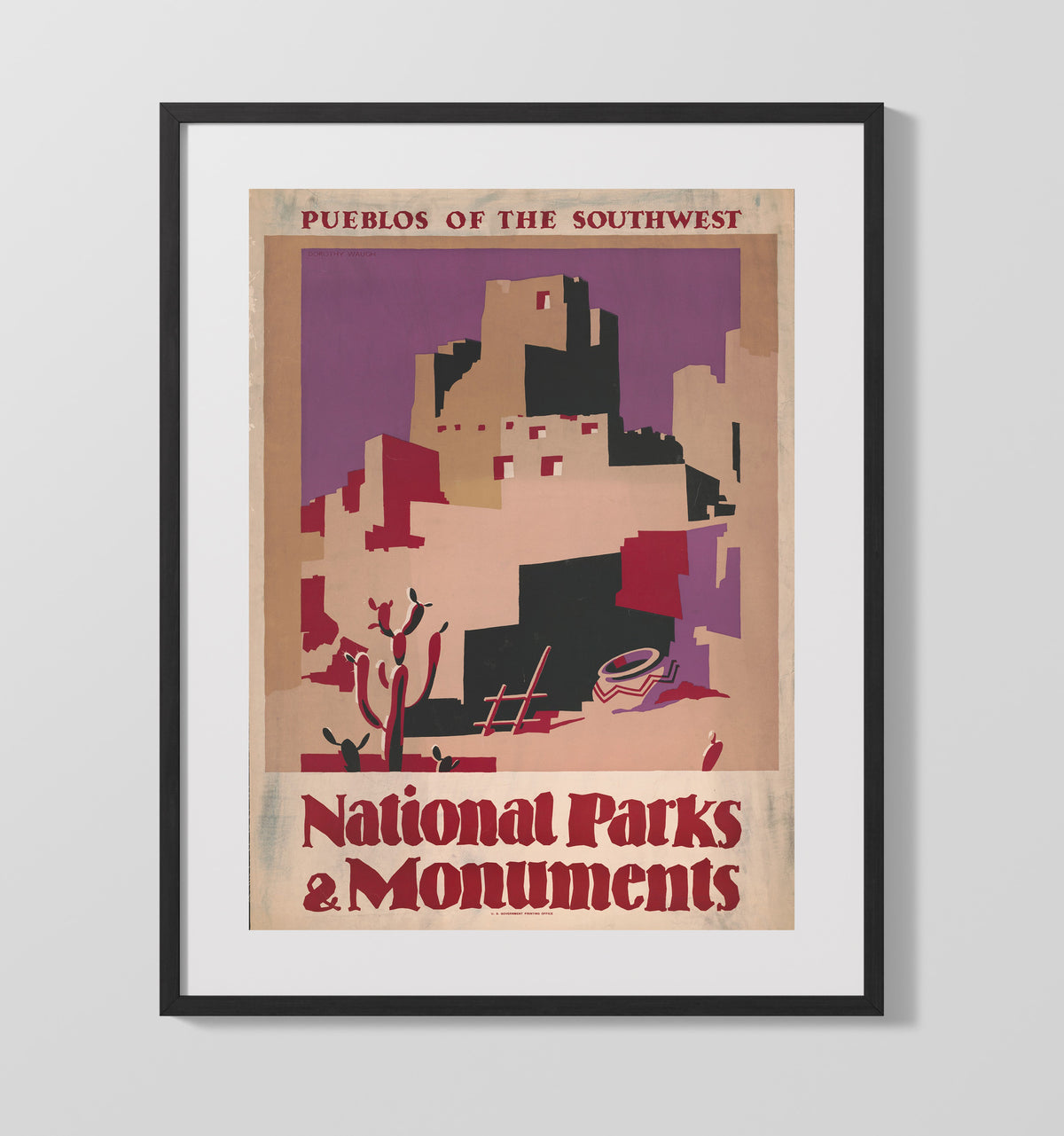 Pueblos - Desert Adobe Shadows 16x20 Gallery Frame national park wall art