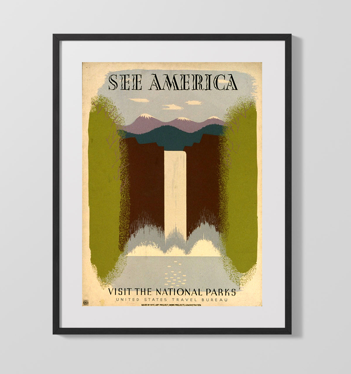 Waterfalls - Nature's Curtain Call 16x20 Gallery Frame national park wall art