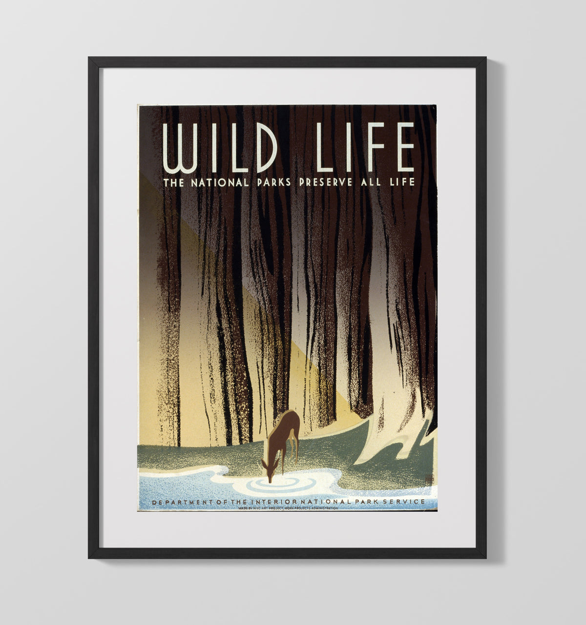Wildlife - Thirst in the Forest 16x20 Gallery Frame national park wall art